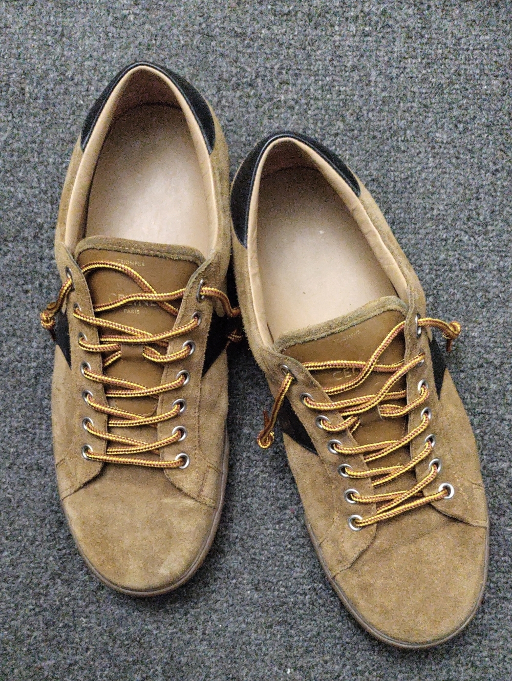 Celine Men's Suede Sneakers in Tan and Black